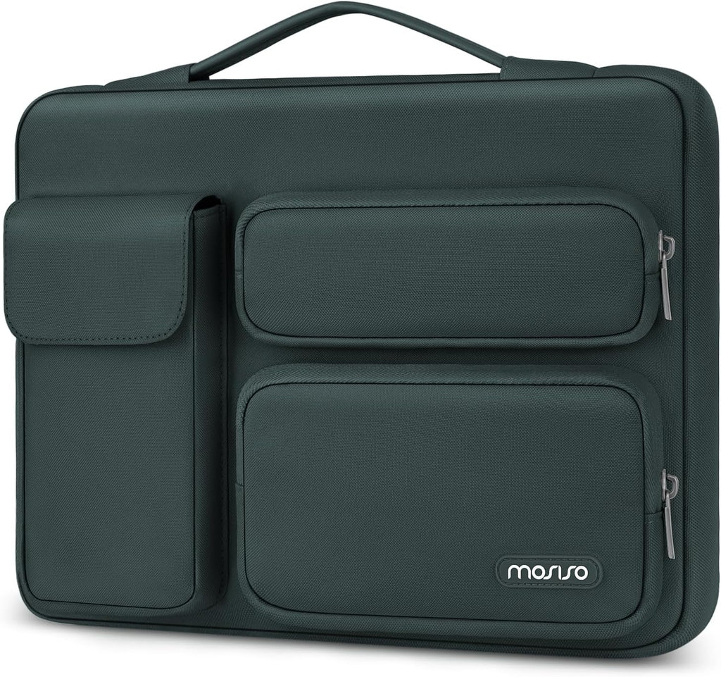 MOSISO 360 Protective Laptop Sleeve 14 inch, Laptop Sleeve Compatible with HP Dell ASUS Acer, HP Stream, Dell Latitude, IdeaPad, Side Opening Bag with 2 Raised and 1 Flapover Pockets