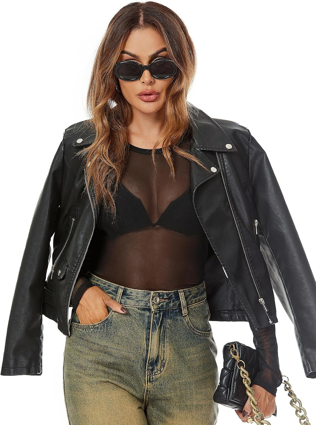 IECCP Nättopp damer sexig nättopp transparent nät topp svart nät sheer toppar långärmad skjorta casual toppar ren blus tyll nät t-shirt tunika klubbkläder party gå ut musikfestival