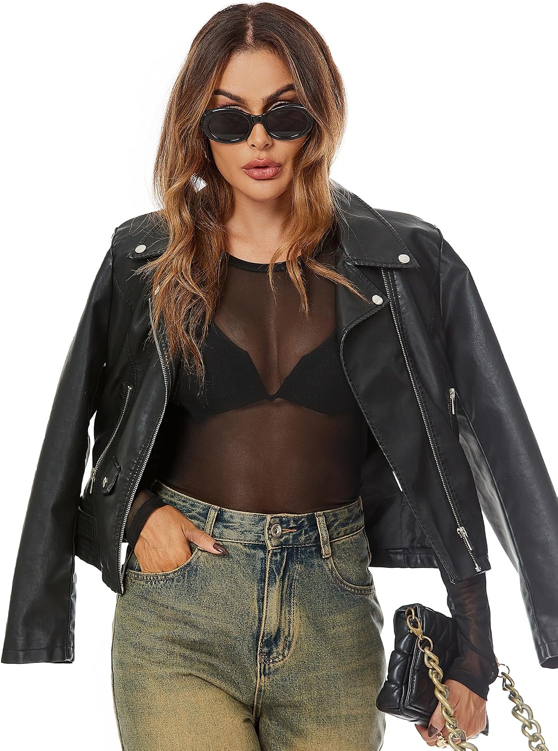IECCP Nättopp damer sexig nättopp transparent nät topp svart nät sheer toppar långärmad skjorta casual toppar ren blus tyll nät t-shirt tunika klubbkläder party gå ut musikfestival