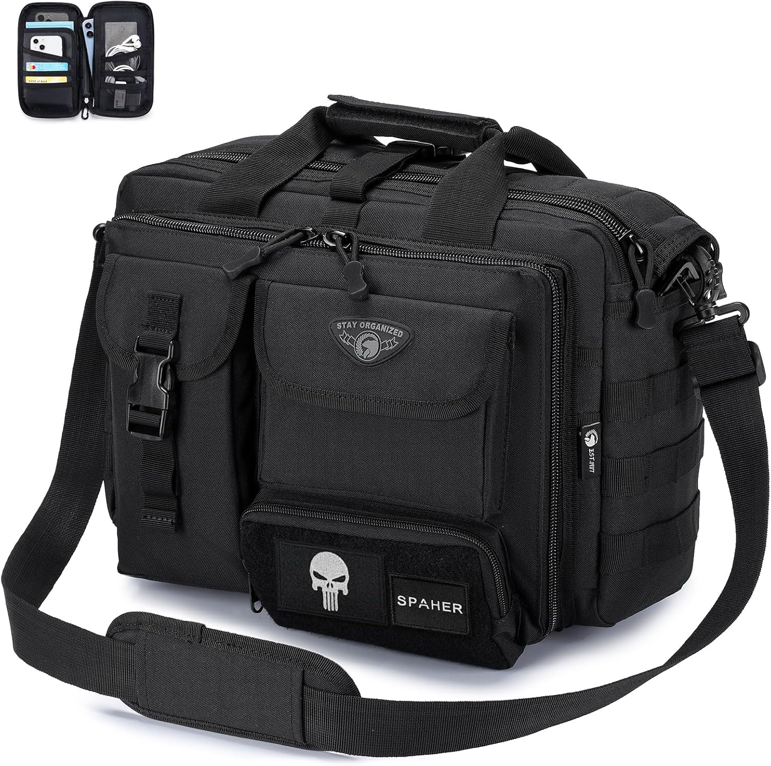 SPAHER Portfölj Herr Arbetsväska Herr Laptopväska 14/15,6/17,3 tum Business Tactical Bag Militärväska Axelväska Messenger Bag Herr Present för Kvinnor Herr