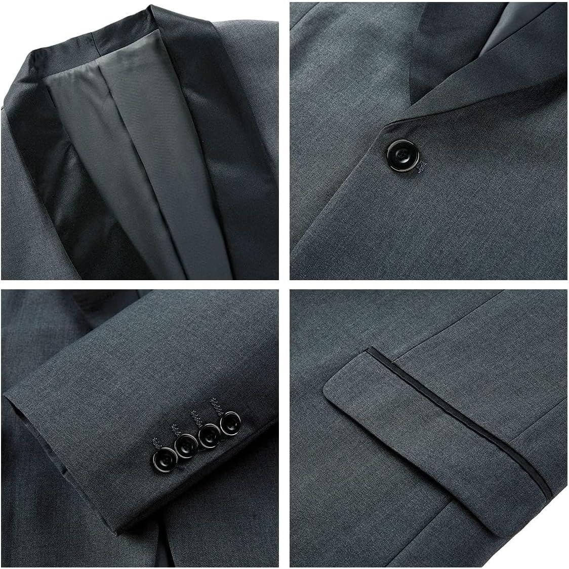 Herrar 3 stycken kostym slim fit en knapp halsduk revers för bröllop bal kavaj väst byxor set