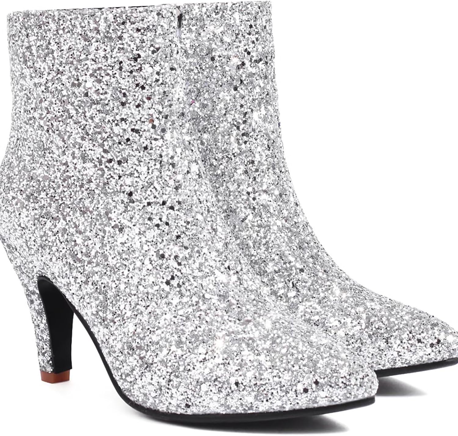 dam stilett höga klackar ankelstövlar med glitter spets ankelstövlar vinterstövlar