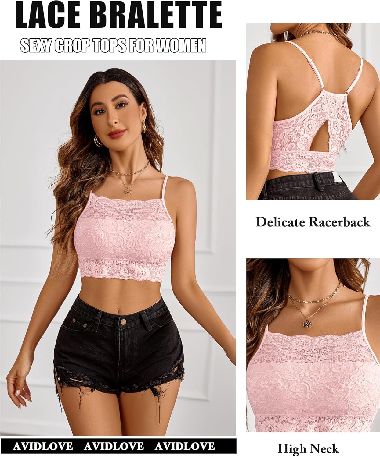Avidlove Damer spets crop top camilose undertröja magfri toppar