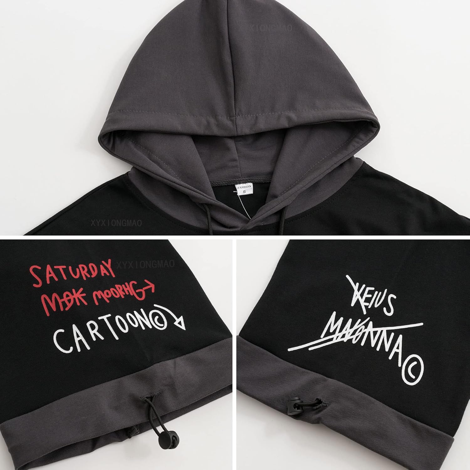 XYXIONGMAO Techwear Japansk hiphop-skjorta för män, grafisk alfabetdesign, arbetskläder, gotisk tröja