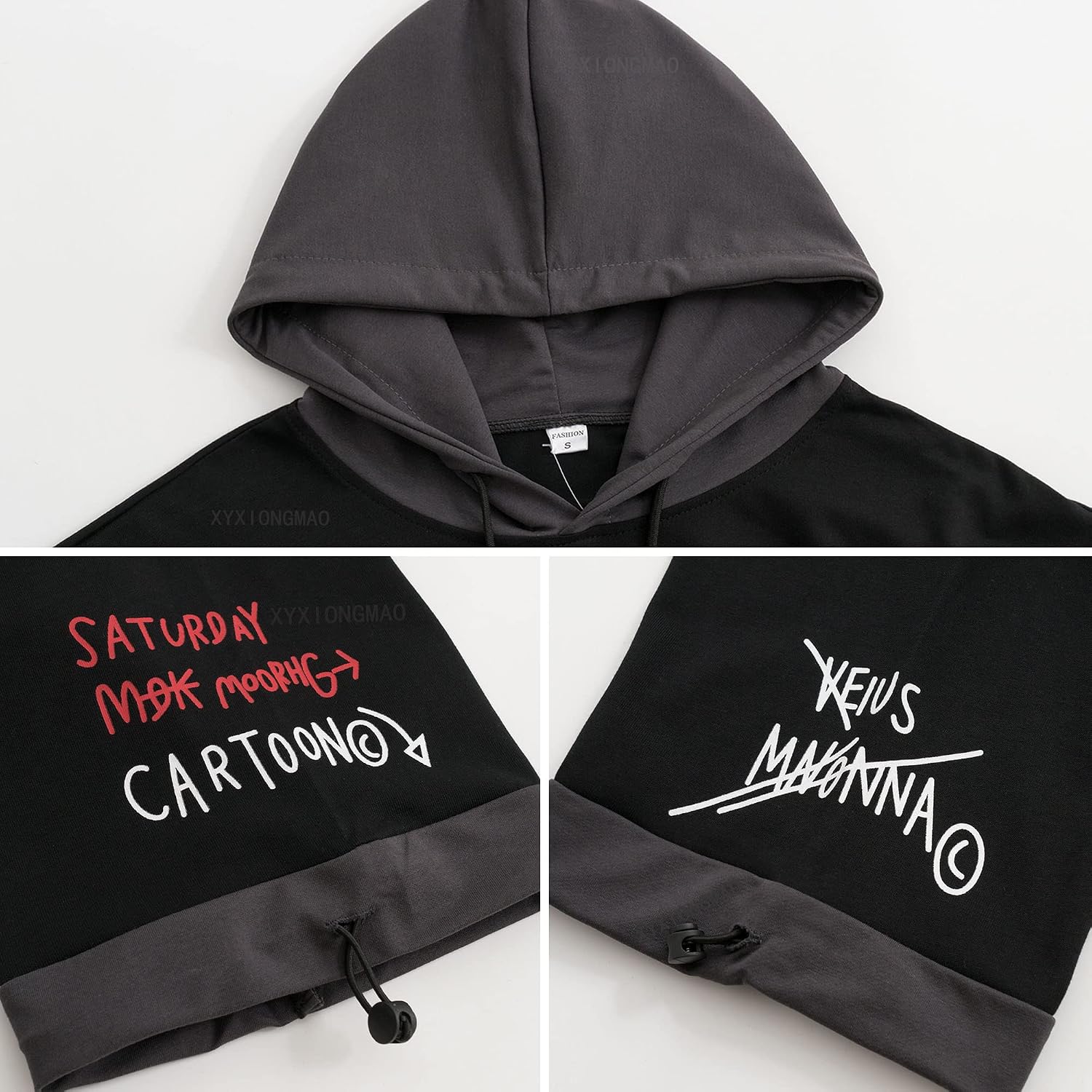 XYXIONGMAO Techwear Japansk hiphop-skjorta för män, grafisk alfabetdesign, arbetskläder, gotisk tröja