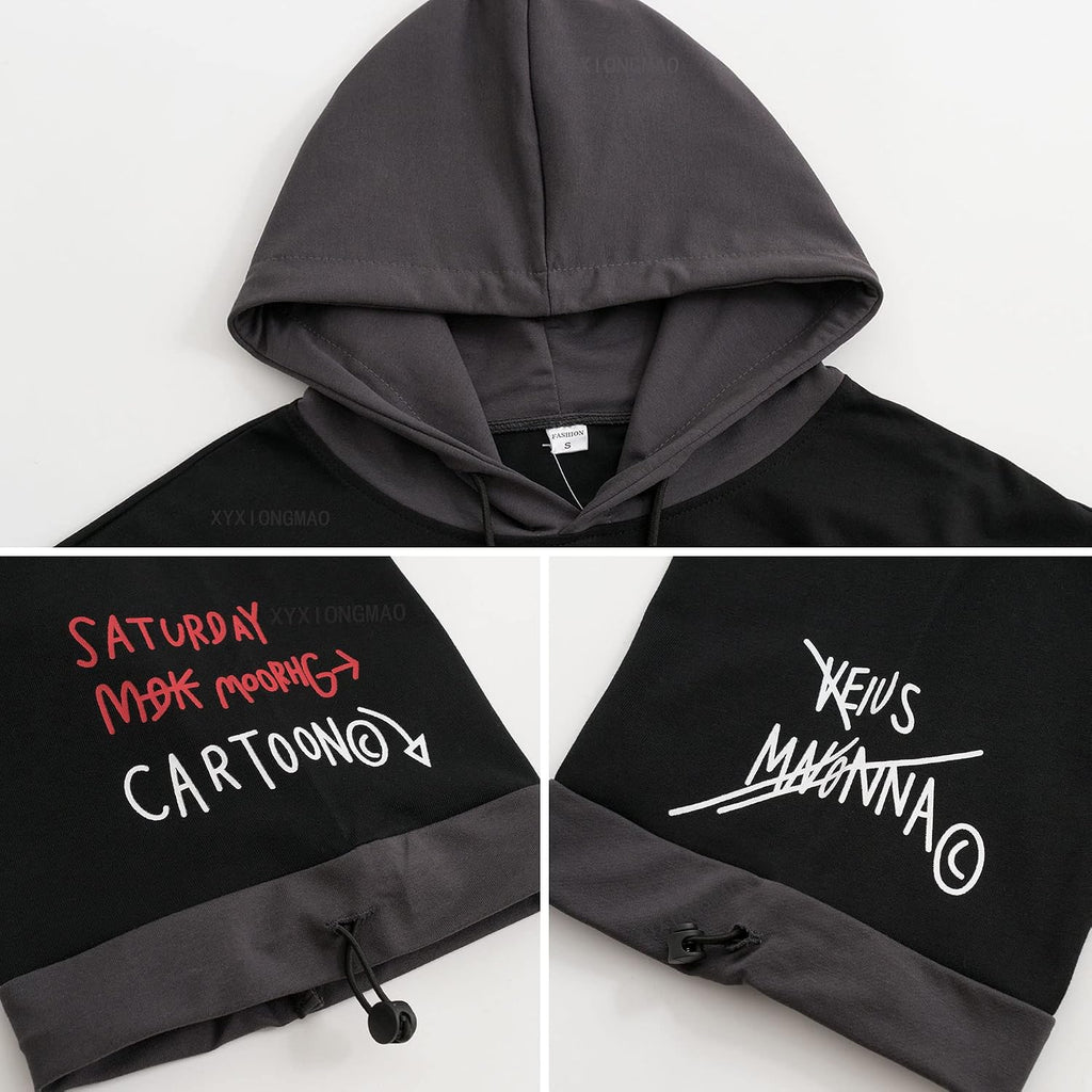 XYXIONGMAO Techwear Japansk hiphop-skjorta för män, grafisk alfabetdesign, arbetskläder, gotisk tröja