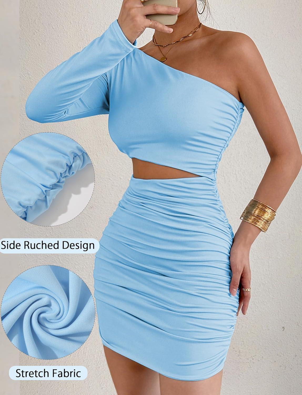 Långärmad damklänning, elegant miniklänning, sexig festklänning, kort cocktailklänning, off shoulder, fritidsklänning, bodycon omlottklänning, enfärgad bröllopsklänning