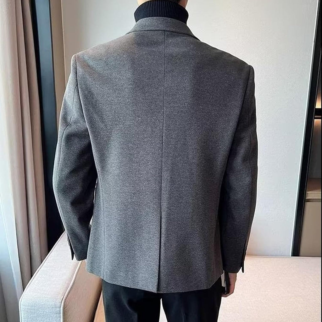 Män lätt tjock ullblandning kappa smal passform bekväm business vardaglig kavaj vårtandad kostym jacka
