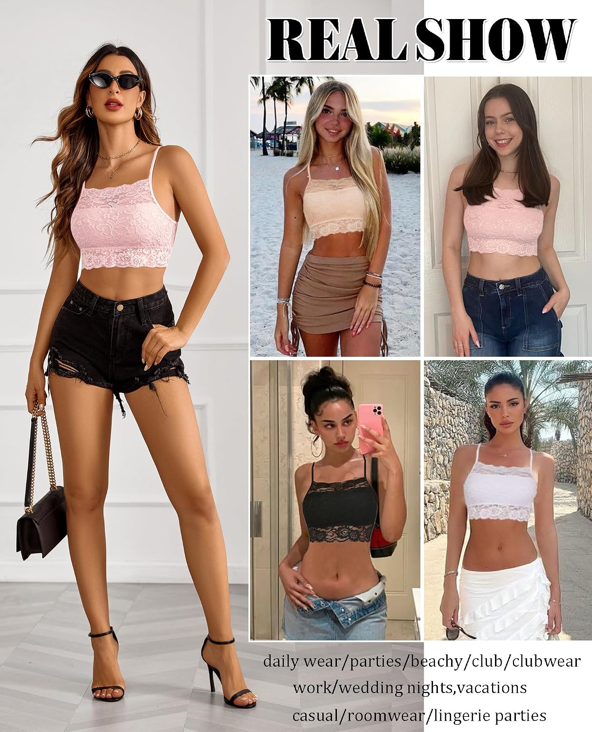 Avidlove Damer spets crop top camilose undertröja magfri toppar