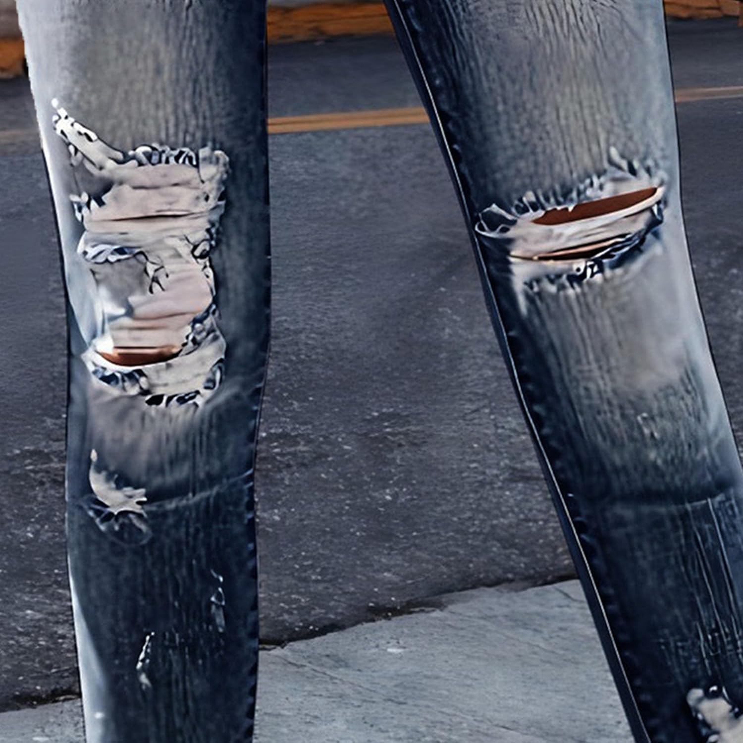 Trendiga jeans för kvinnor 2025 Skinny Ripped Trendiga jeans Distressed Stretchy jeansbyxor