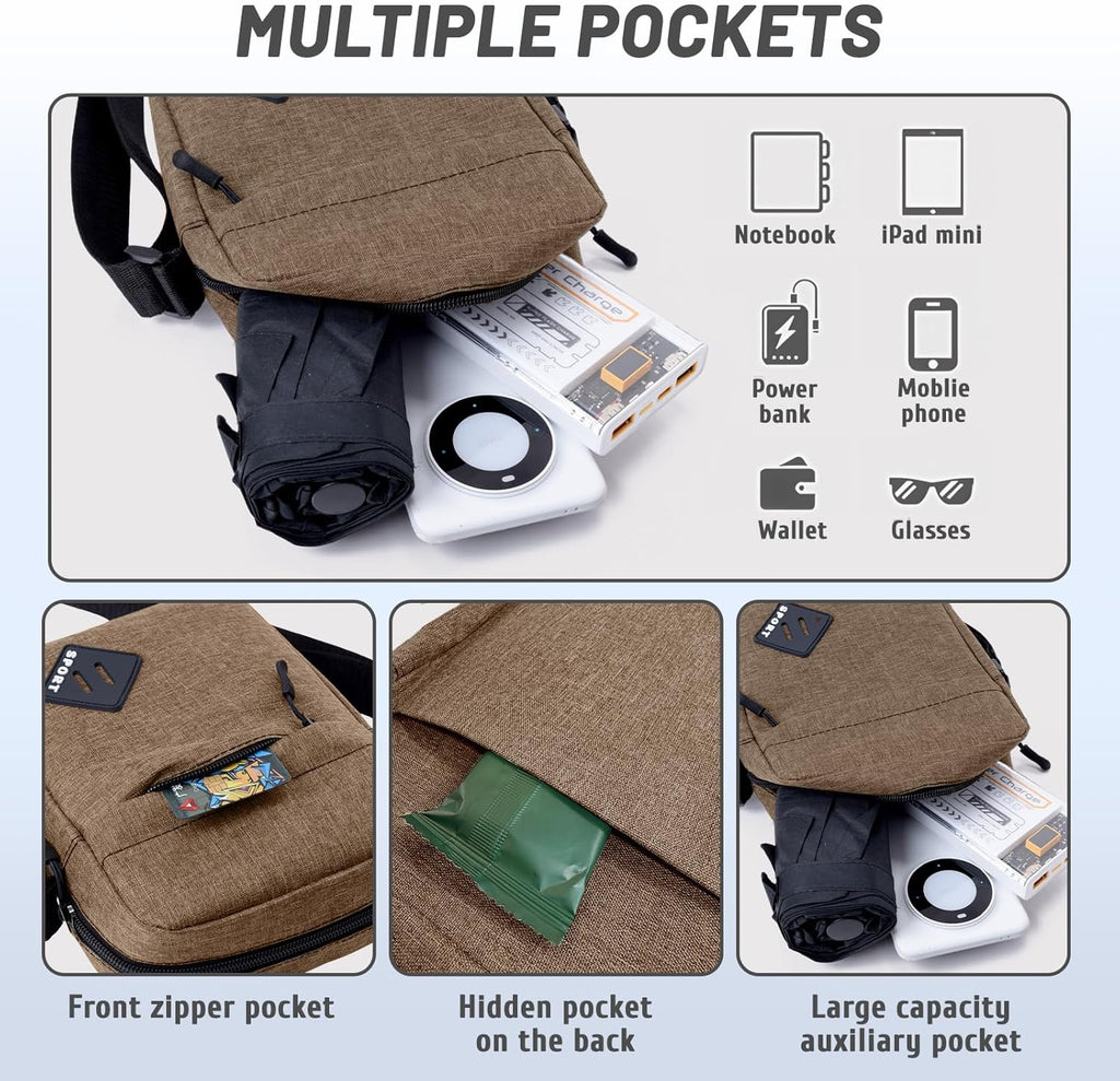 Aucuu Axelväska för män, Oxford Crossbody väska, vattentät liten sidoväska för män, ledig handväska, messengerväska med dragkedja och justerbar rem, lätt bröstväska för daglig användning, arbete
