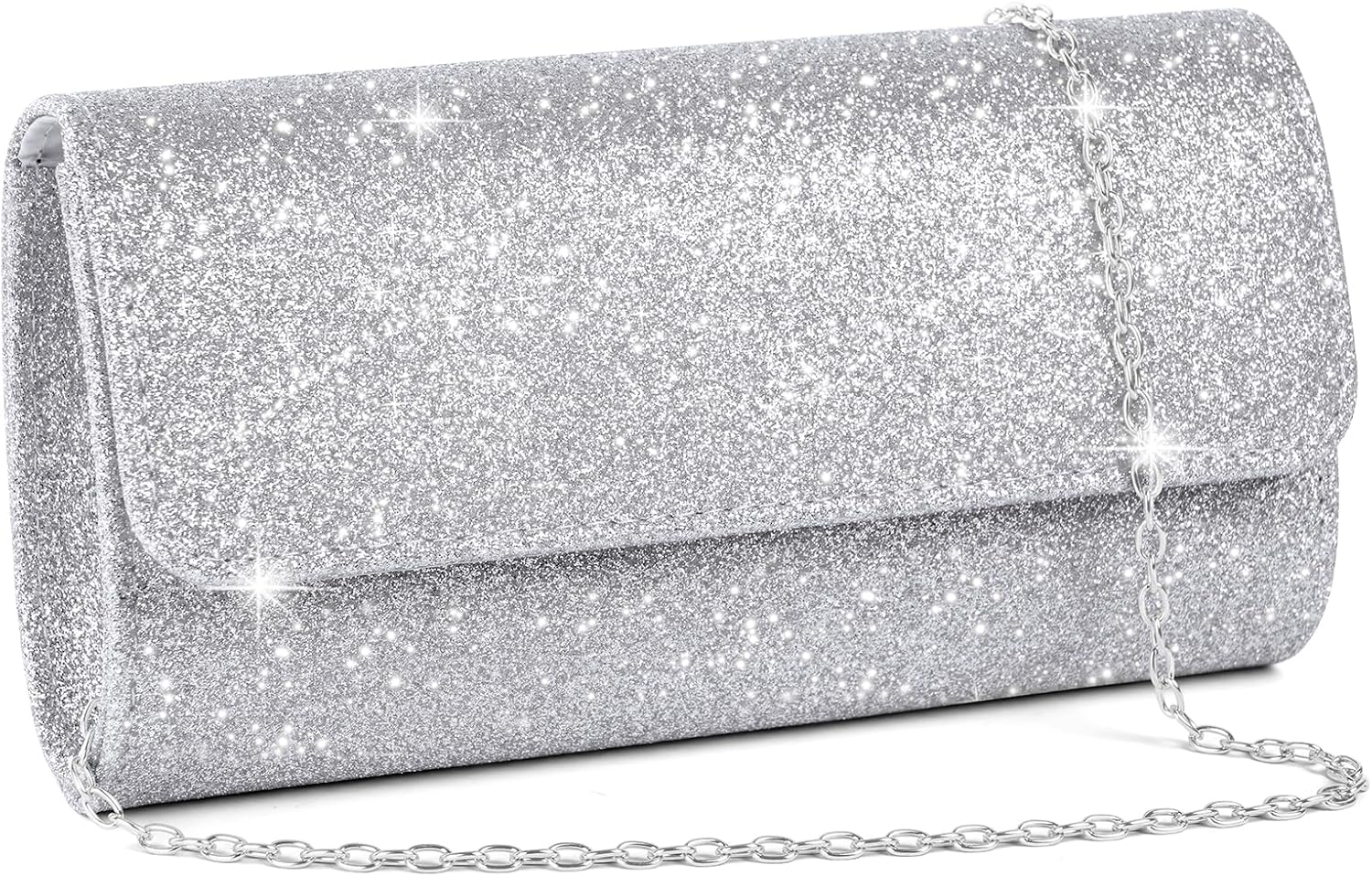 OSDUE kuvertväska för kvinnor, glitter, kuvert, kuvertväska med avtagbar kedjerem, eleganta paljetter, aftonväska för bröllop, brud, bal, cocktailparty, aftonväska för damer, Glitter fyrkantig