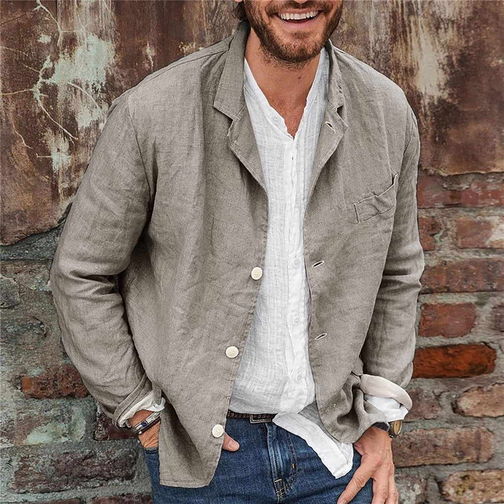 Lätt blazer för män tunn sommarrock herr vardaglig blazer fritid krage skjorta vår tunna rockar långärmad mysig jacka lös enfärgad skjortor andningsbar butt-up overshirt