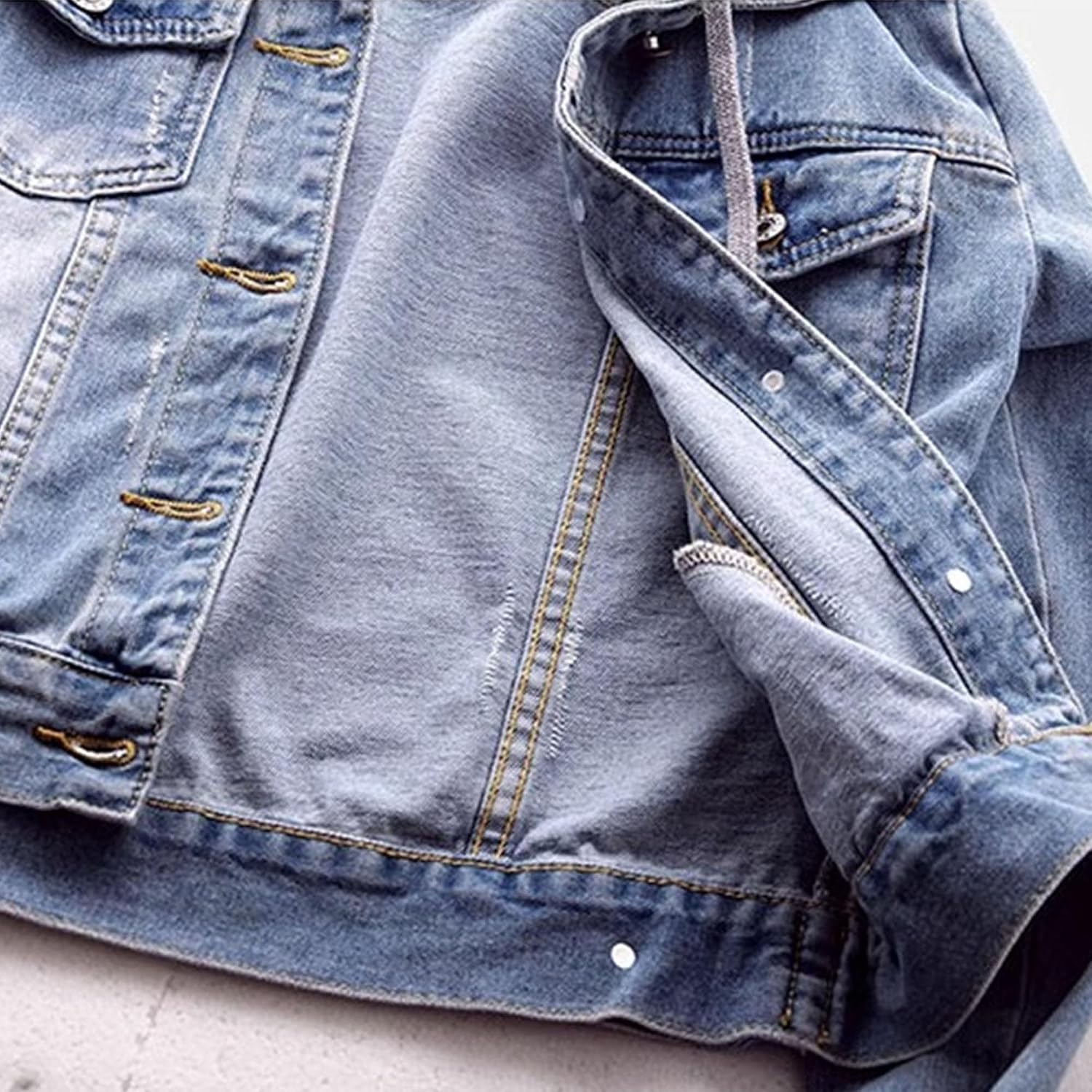 Huvtröjor för kvinnor vardaglig sommar långärmad huvtröja denimjackor button down trendig jeansjacka med huva