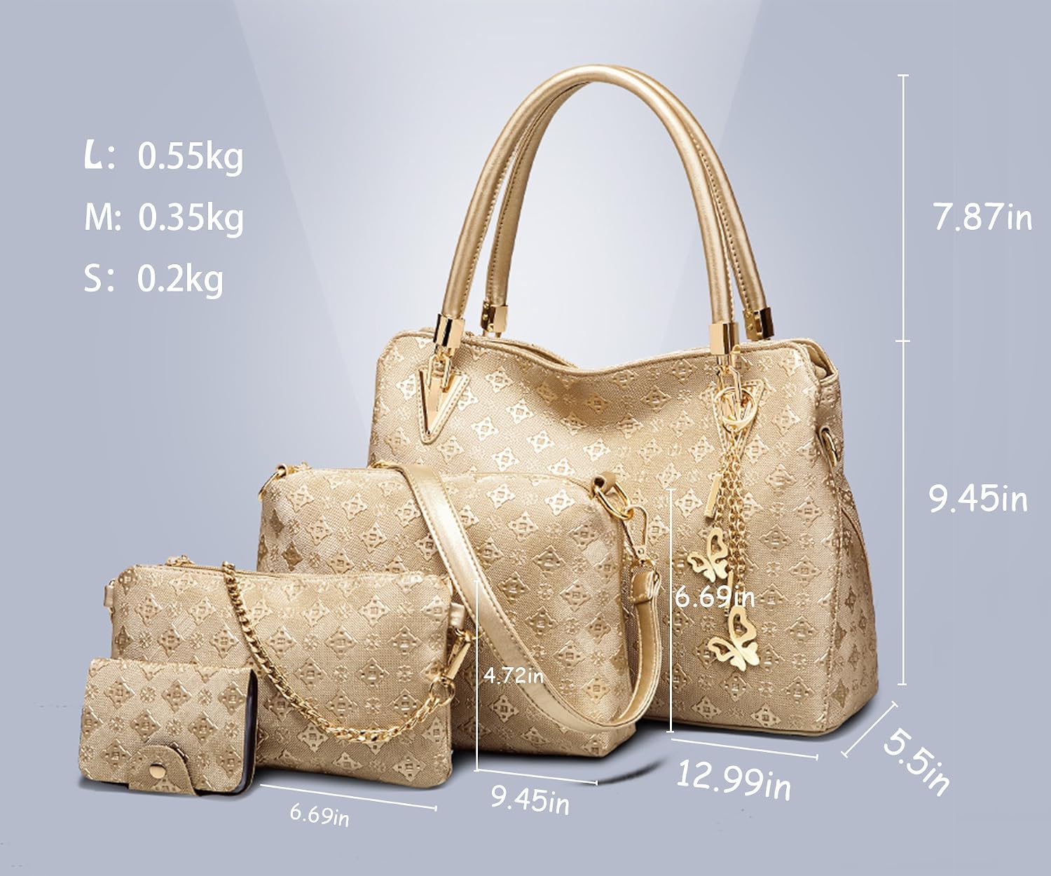 Chikencall dammode PU-läder Satchel Hobo Dam Väskor, Handväska + Axelväska + Handväska + Korthållare 4 st Set Tygväska Handväska