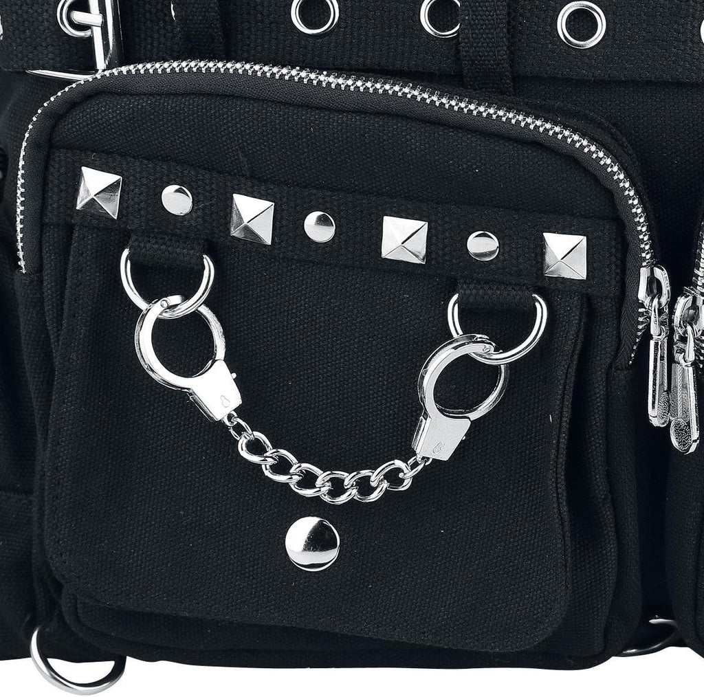 Handtas met studs i oogjes zwart, svart - svart/svart, svart