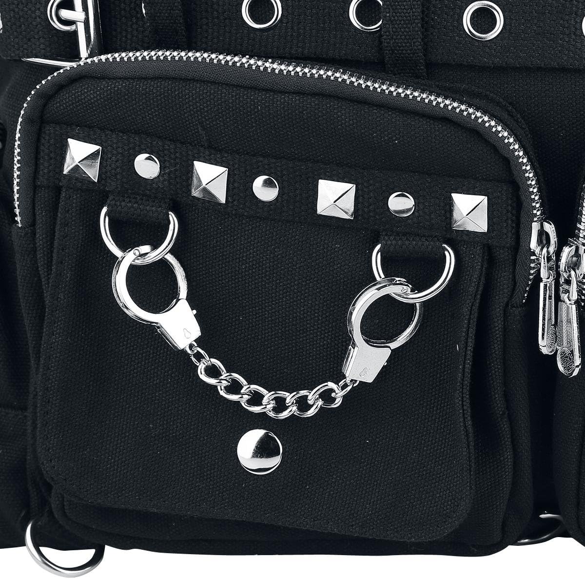 Handtas met studs i oogjes zwart, svart - svart/svart, svart