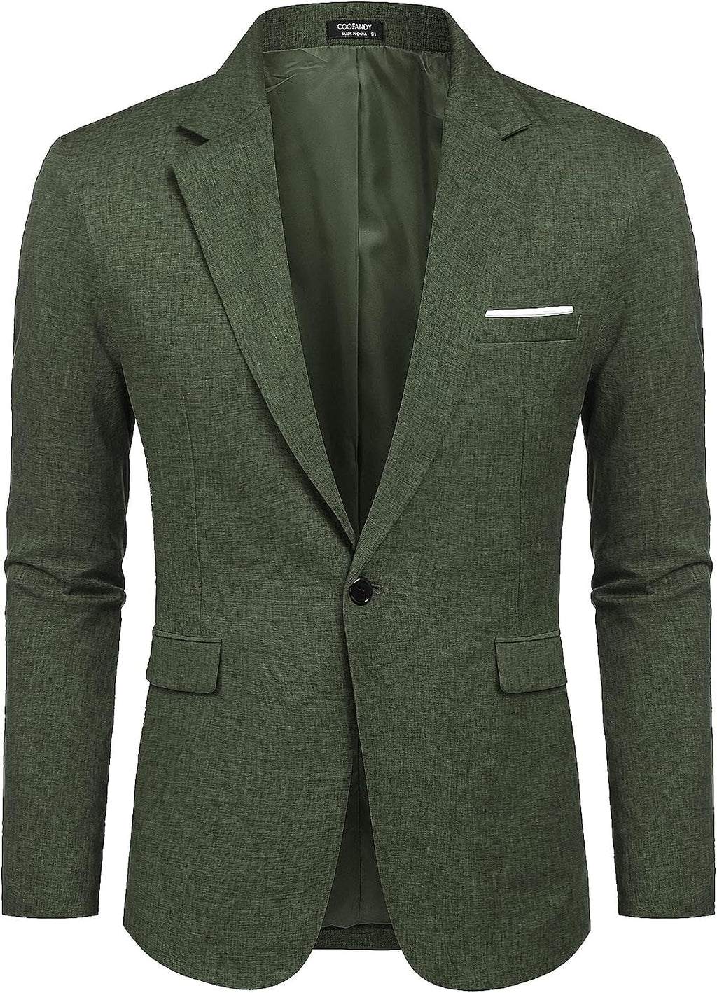 Coofand Vardaglig kostymkavaj för män, blazer, lätt och sportig med en knapp, linnetextur
