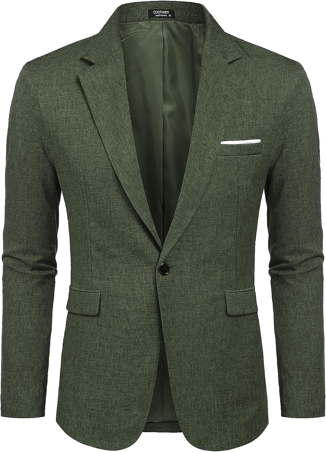 Coofand Vardaglig kostymkavaj för män, blazer, lätt och sportig med en knapp, linnetextur
