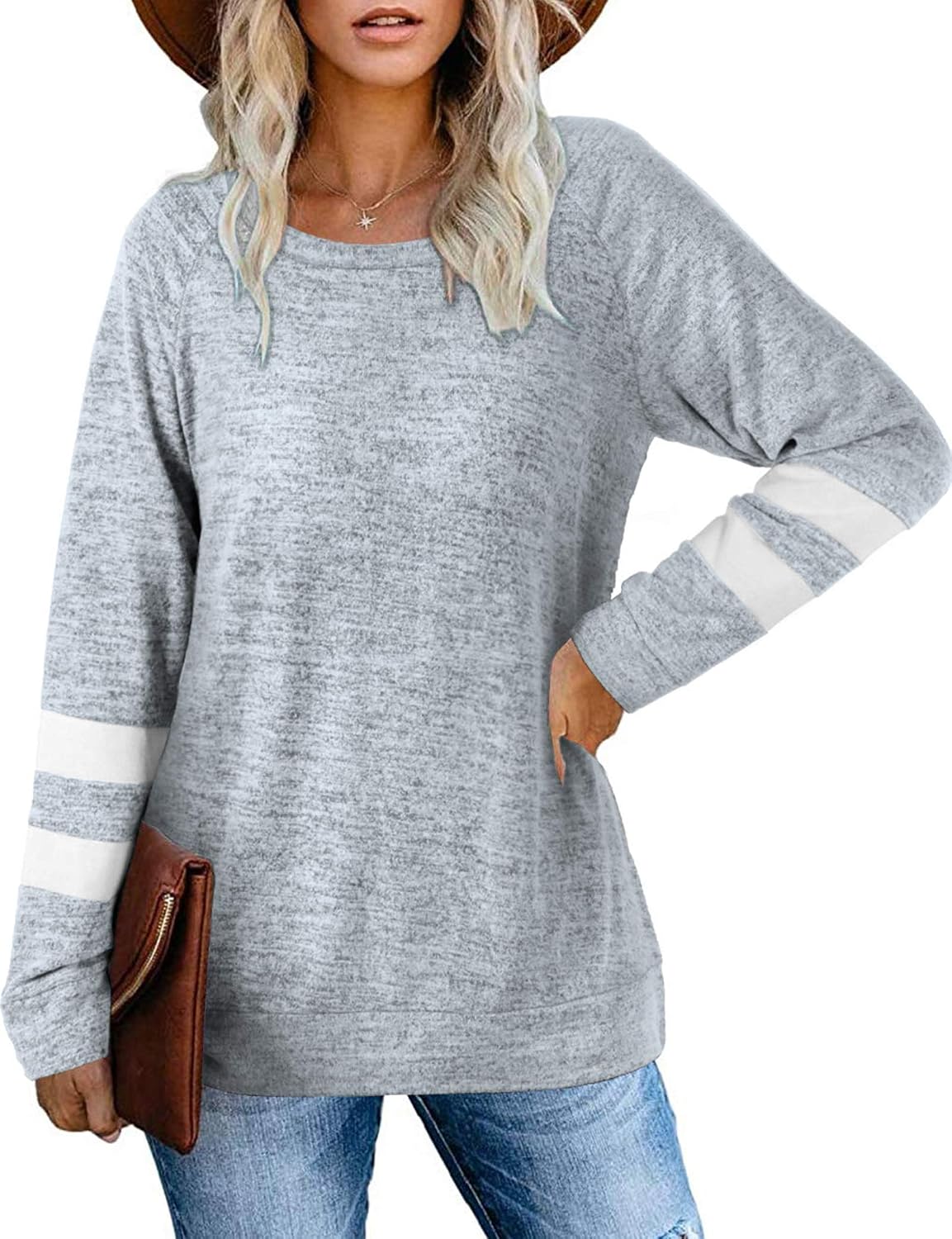 MOLERANI Långärmad rund hals lediga T-shirts blusar sweatshirts tunika toppar för vintern