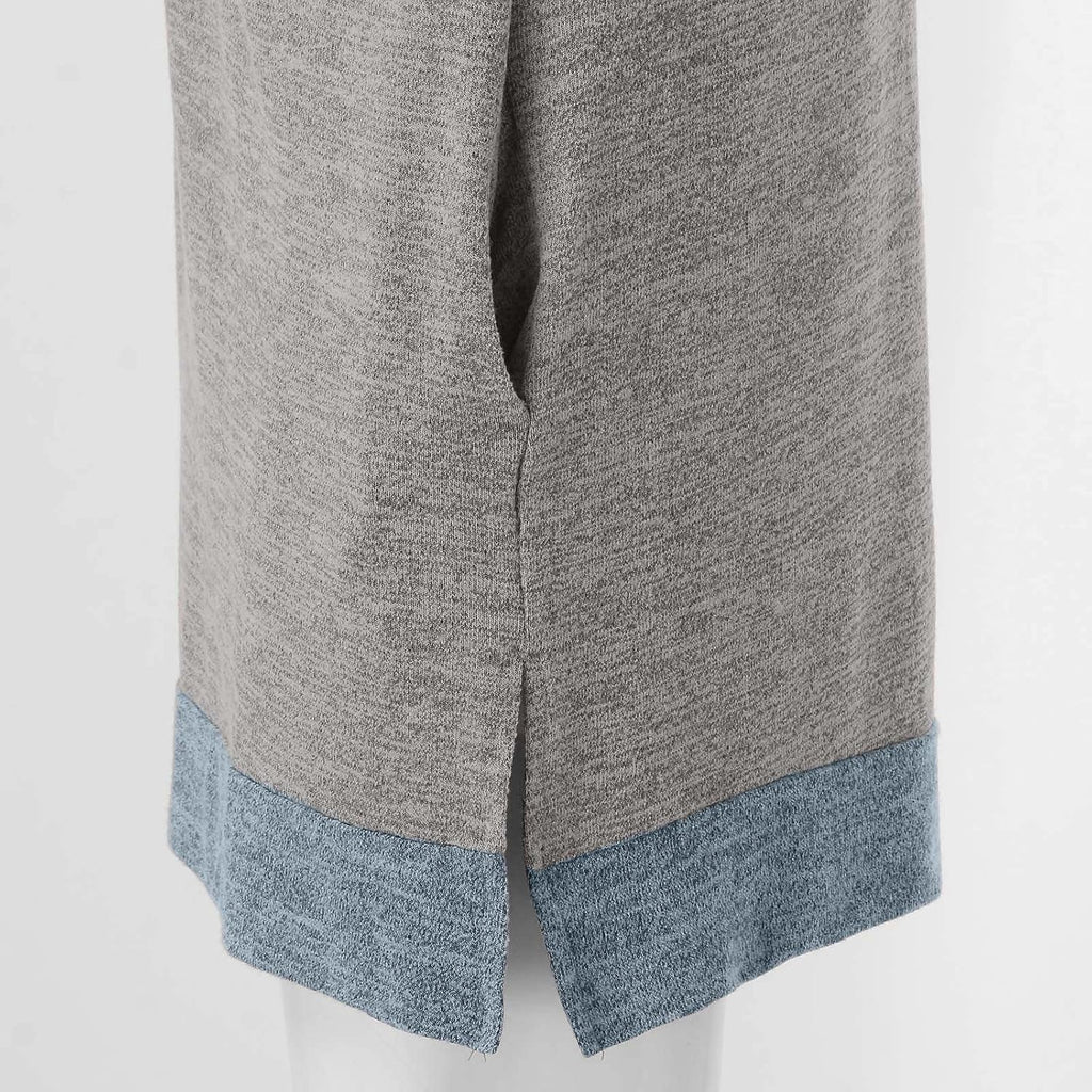 HUIFUAO T-shirt för kvinnor långärmad rund hals färgblock delad topp lös pullover topp skjorta kvinnor svart plus size t-shirt