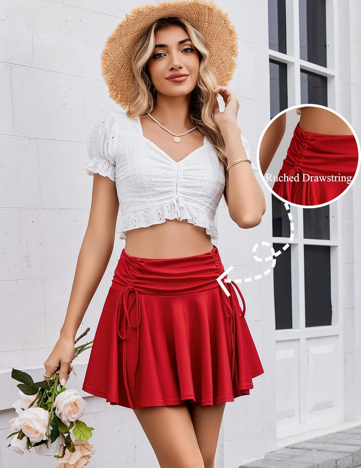 Avidlove Women's Mini Skirt Sexy Short Pleated A Cut High Waist Pleated Summer Skater Skirts