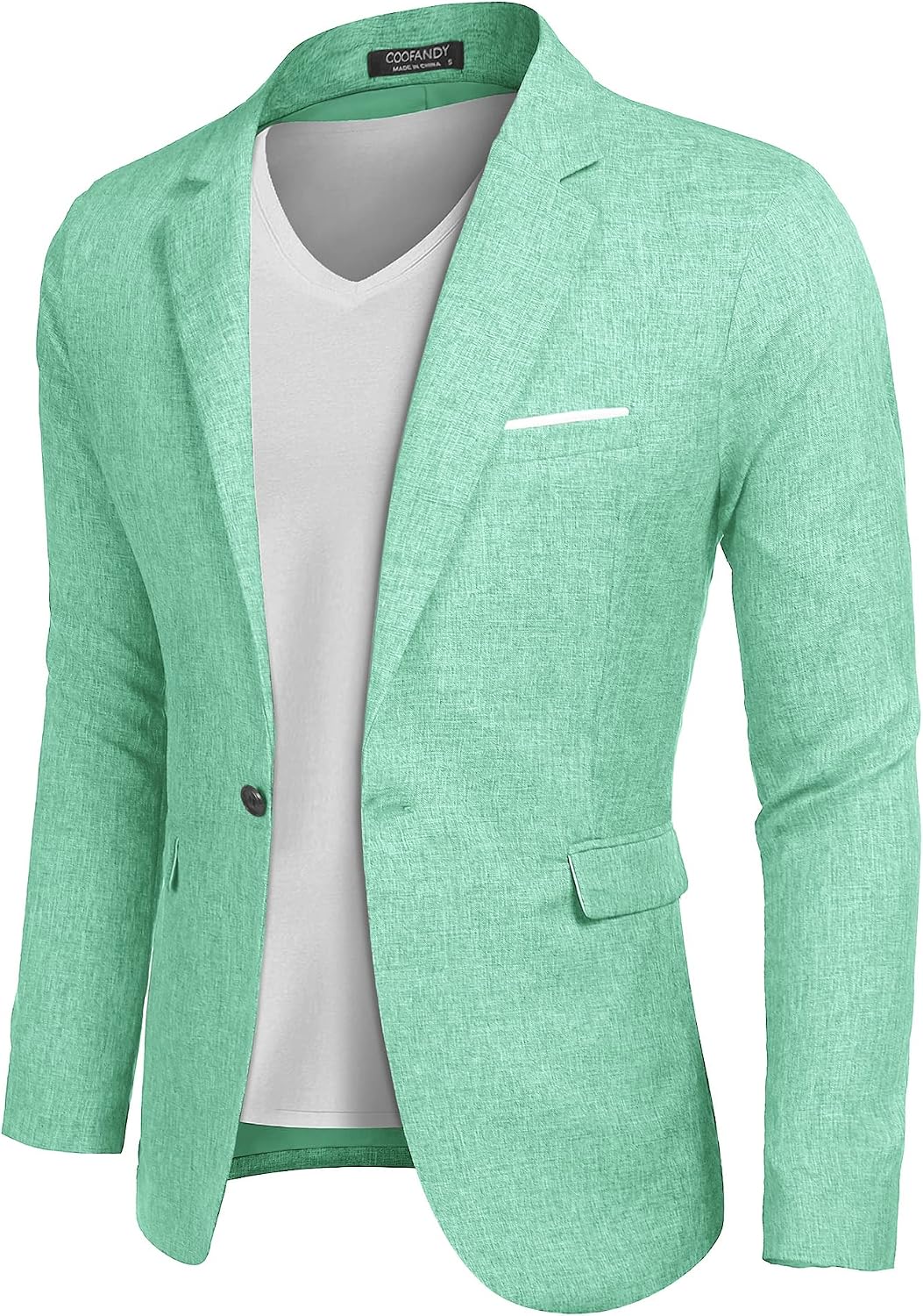 Coofand Vardaglig kostymkavaj för män, blazer, lätt och sportig med en knapp, linnetextur