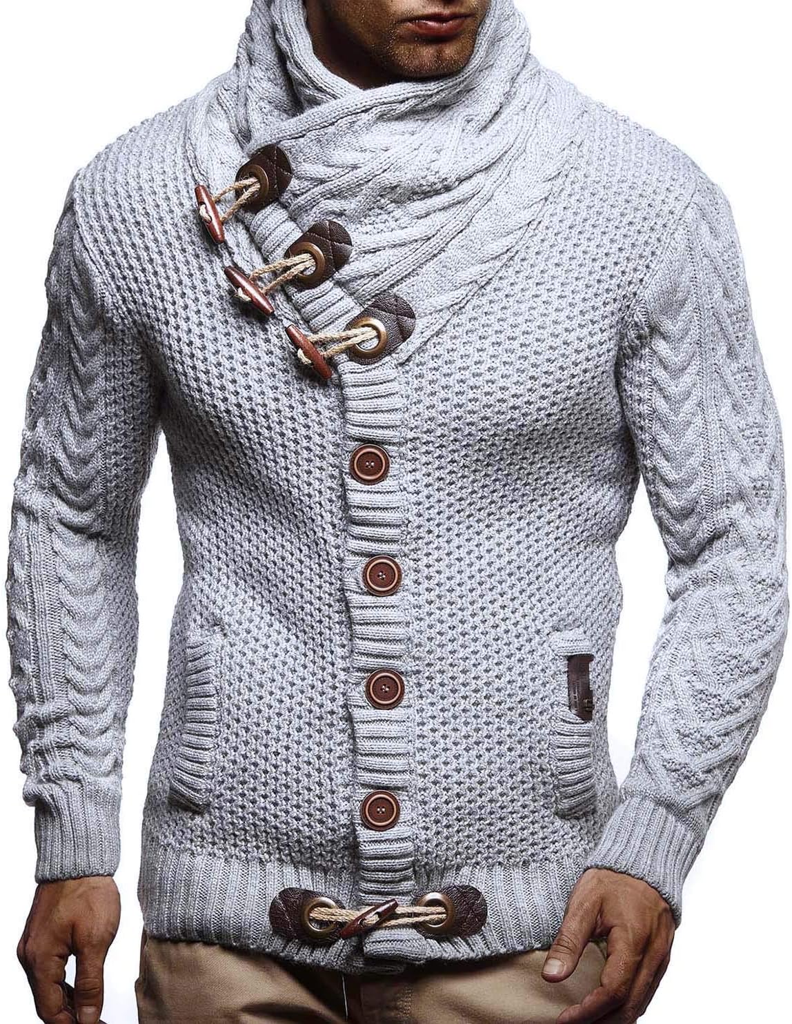 Leif Nelson Herrcardigan, jacka med sjalkrage, LN-4195