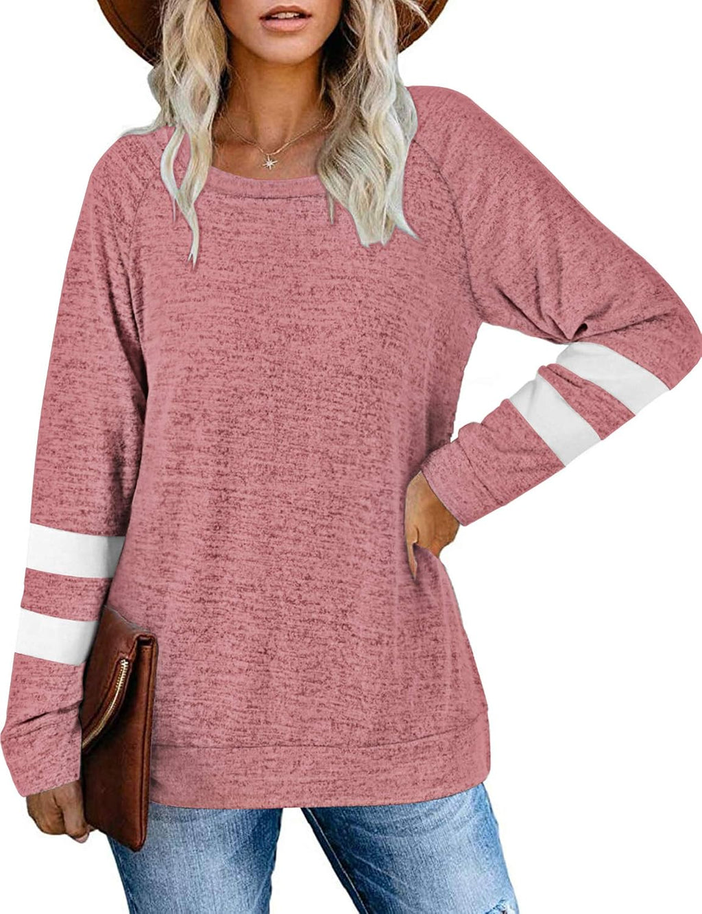 MOLERANI Långärmad rund hals lediga T-shirts blusar sweatshirts tunika toppar för vintern