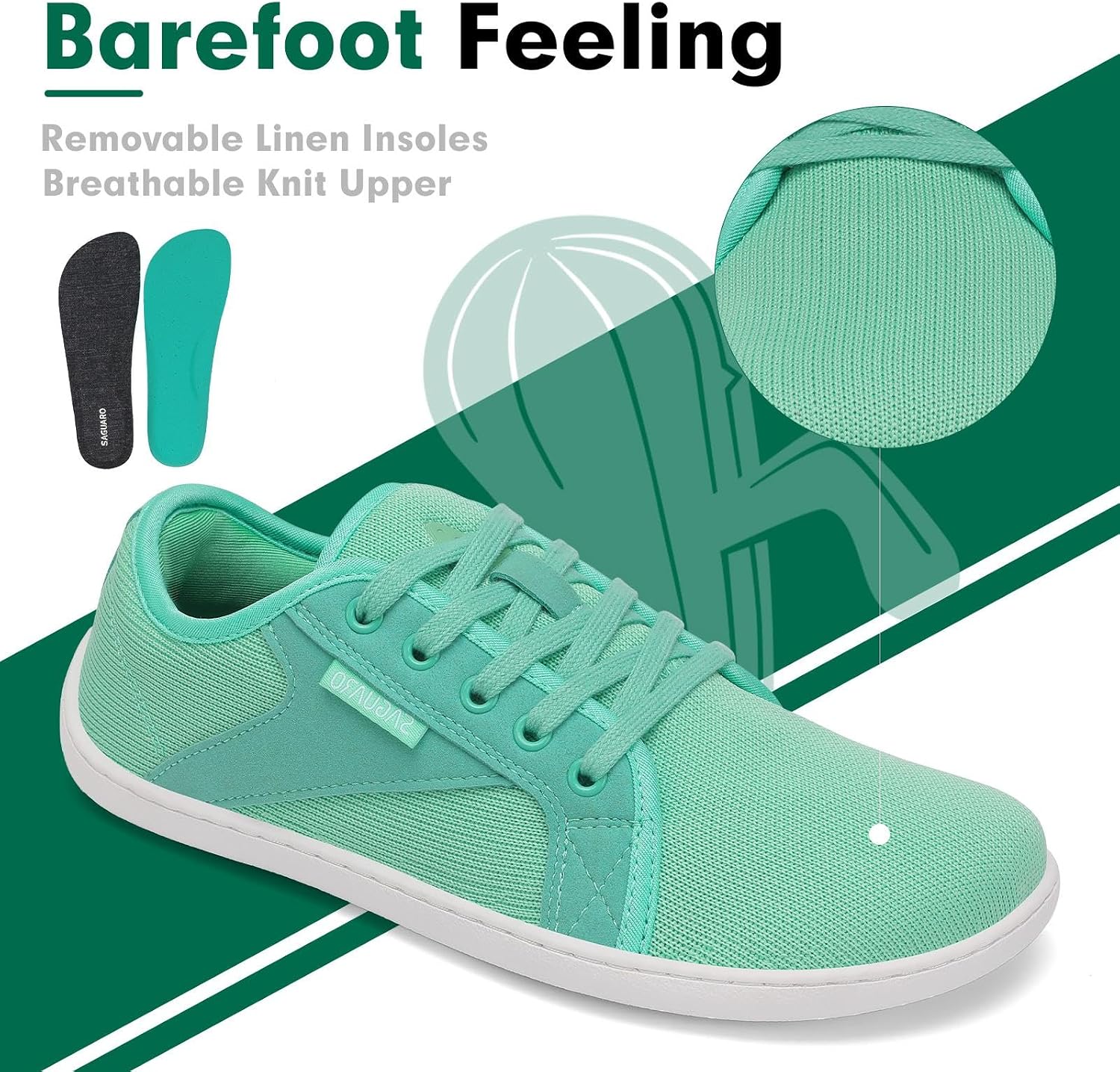SAGUARO Unisex Knit Barfoot skor med Zero Drop Sula, Luck , Storlek 36–48