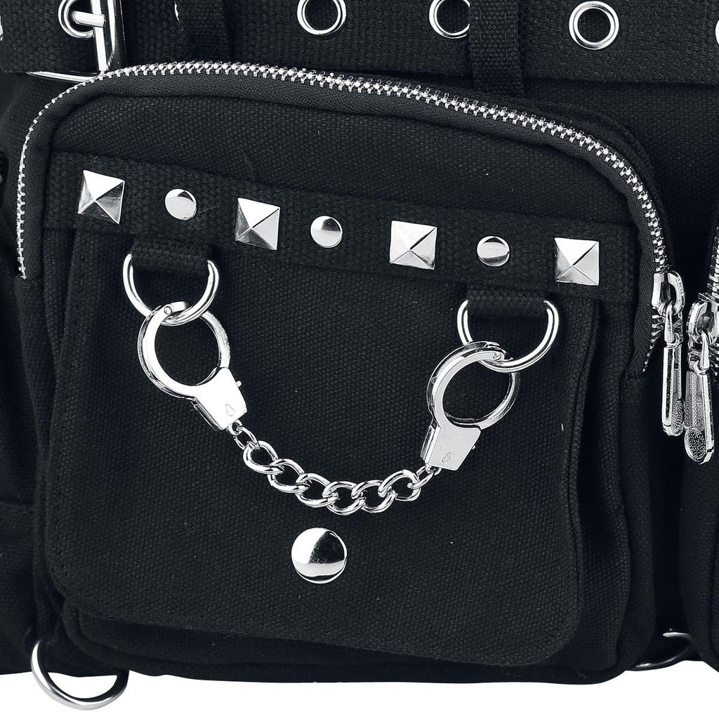 Handtas met studs i oogjes zwart, svart - svart/svart, svart