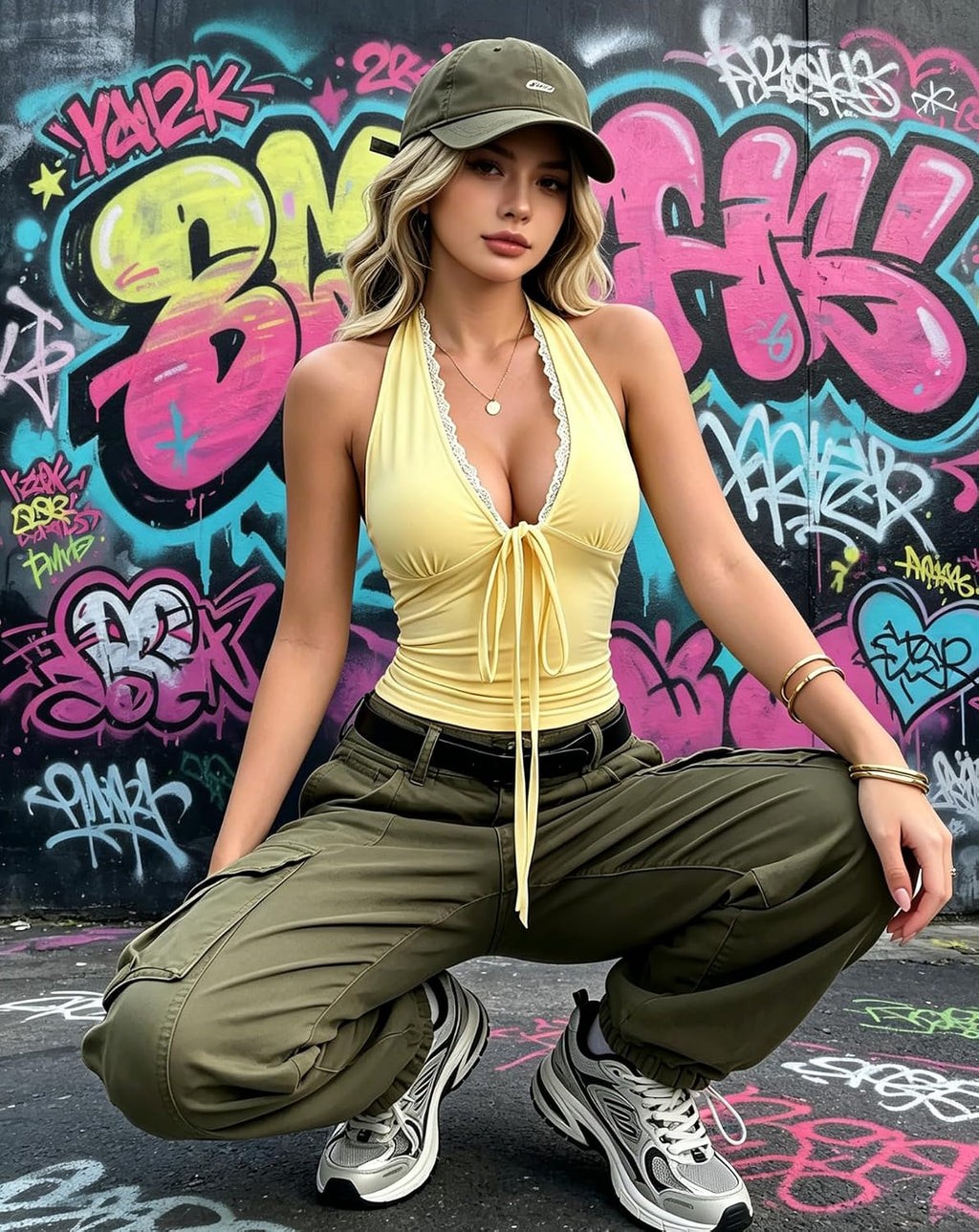 EVELIFE Damtanktopp Cami spetstopp ärmlös smal passform spets V-ringad bas sommar topp elegant sexig enfärgad