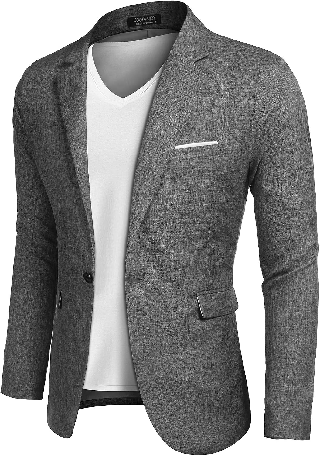 Coofand Vardaglig kostymkavaj för män, blazer, lätt och sportig med en knapp, linnetextur