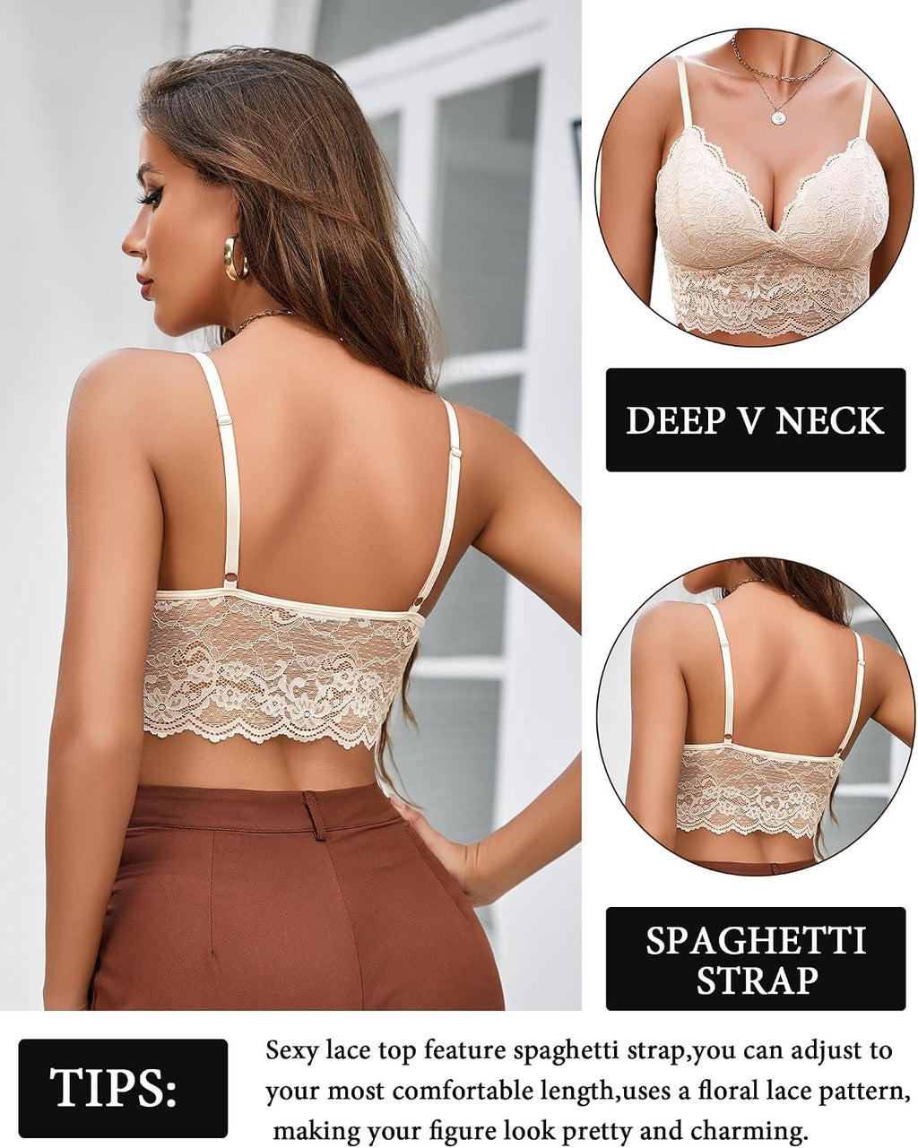 Avidlove dam spets bustier camisole sexig crop top V-ringad bralette undertröja bh spagettiremmar tank basic magfri toppar festival going outfit