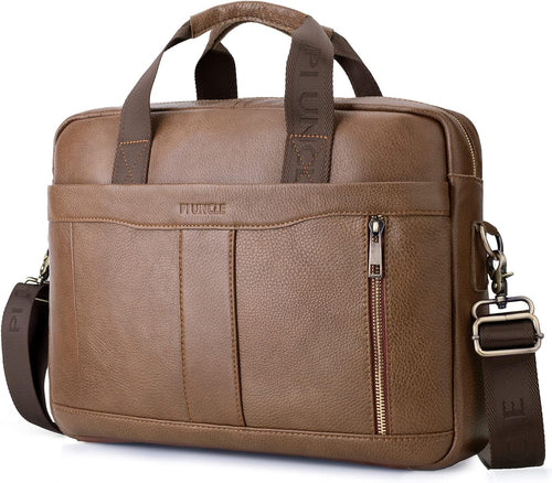 BAGZY Laptopväska för män läder 15,6 tum bärbar dator portfölj laptopfodral gåvor för män laptop messenger axelväska för PC laptop business handväska dokumentväska för kontor affärer college