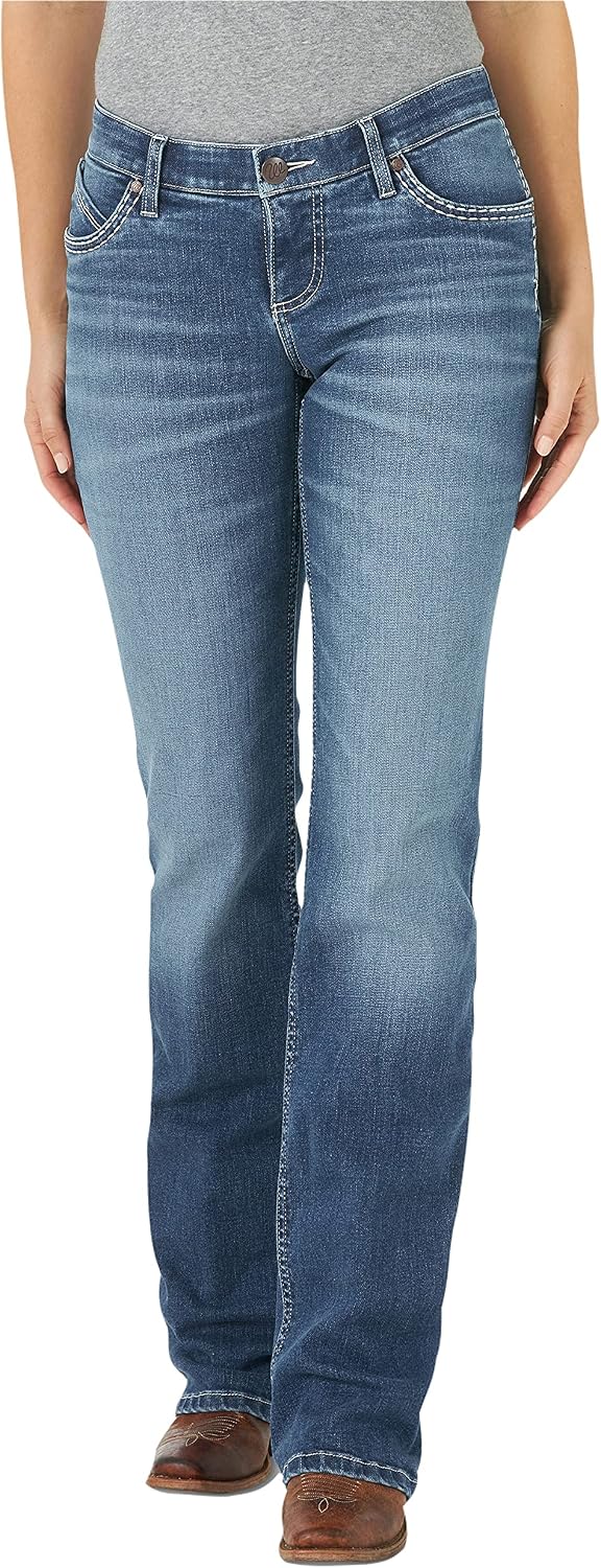 Wrangler dam Jeans Women's Willow Mid Rise Performance Waist Boot Cut Ultimate Riding Jean