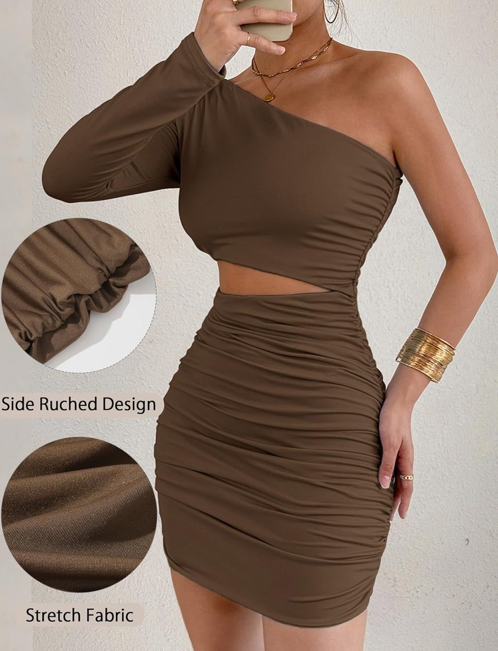 Långärmad damklänning, elegant miniklänning, sexig festklänning, kort cocktailklänning, off shoulder, fritidsklänning, bodycon omlottklänning, enfärgad bröllopsklänning