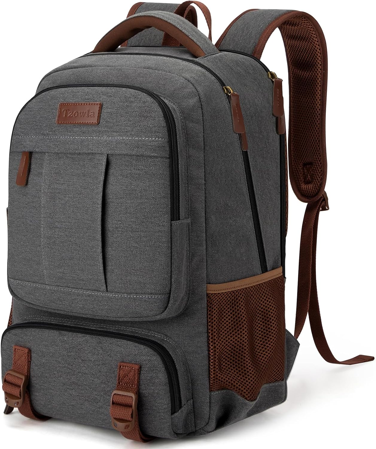 Tzowla Canvas Ryggsäckar för Laptop,Ryggsäck Skola Vandring för Herr och Dam,Reseryggsäck,Dator Bokväska Passar 15,6-17,3 Tum Bärbar Dator med USB Laddnings Port