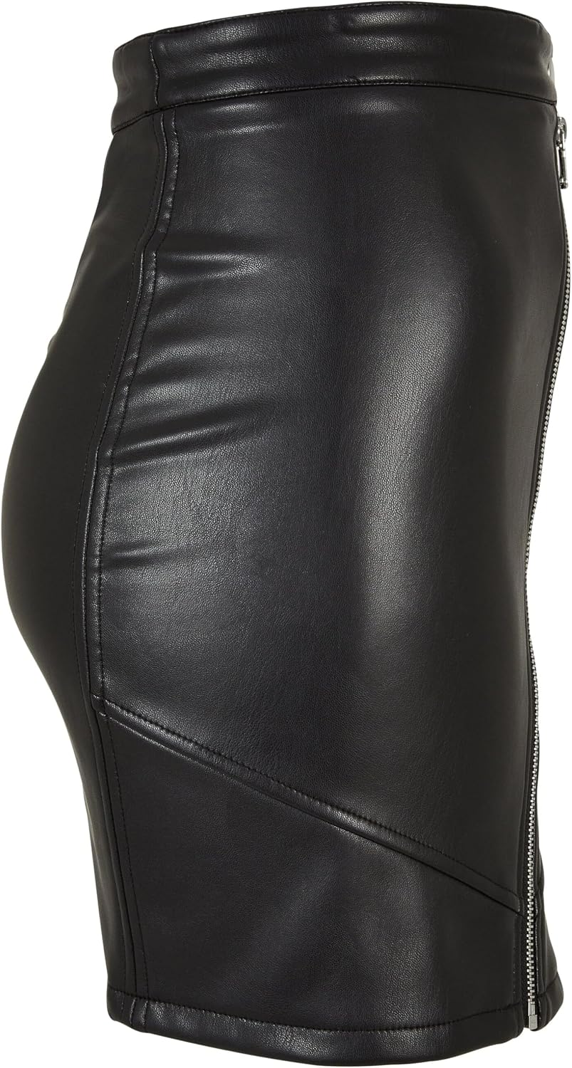 Urban Classics Biker kjol i syntetiskt läder, damkjol i konstläderlook, finns i svart, storlekar XS-5XL, svart, M