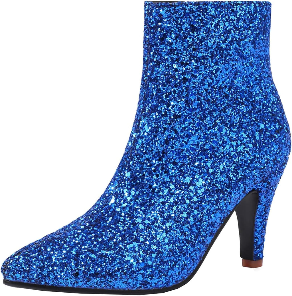 dam stilett höga klackar ankelstövlar med glitter spets ankelstövlar vinterstövlar