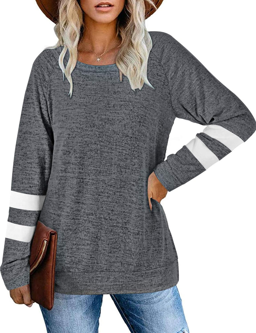MOLERANI Långärmad rund hals lediga T-shirts blusar sweatshirts tunika toppar för vintern