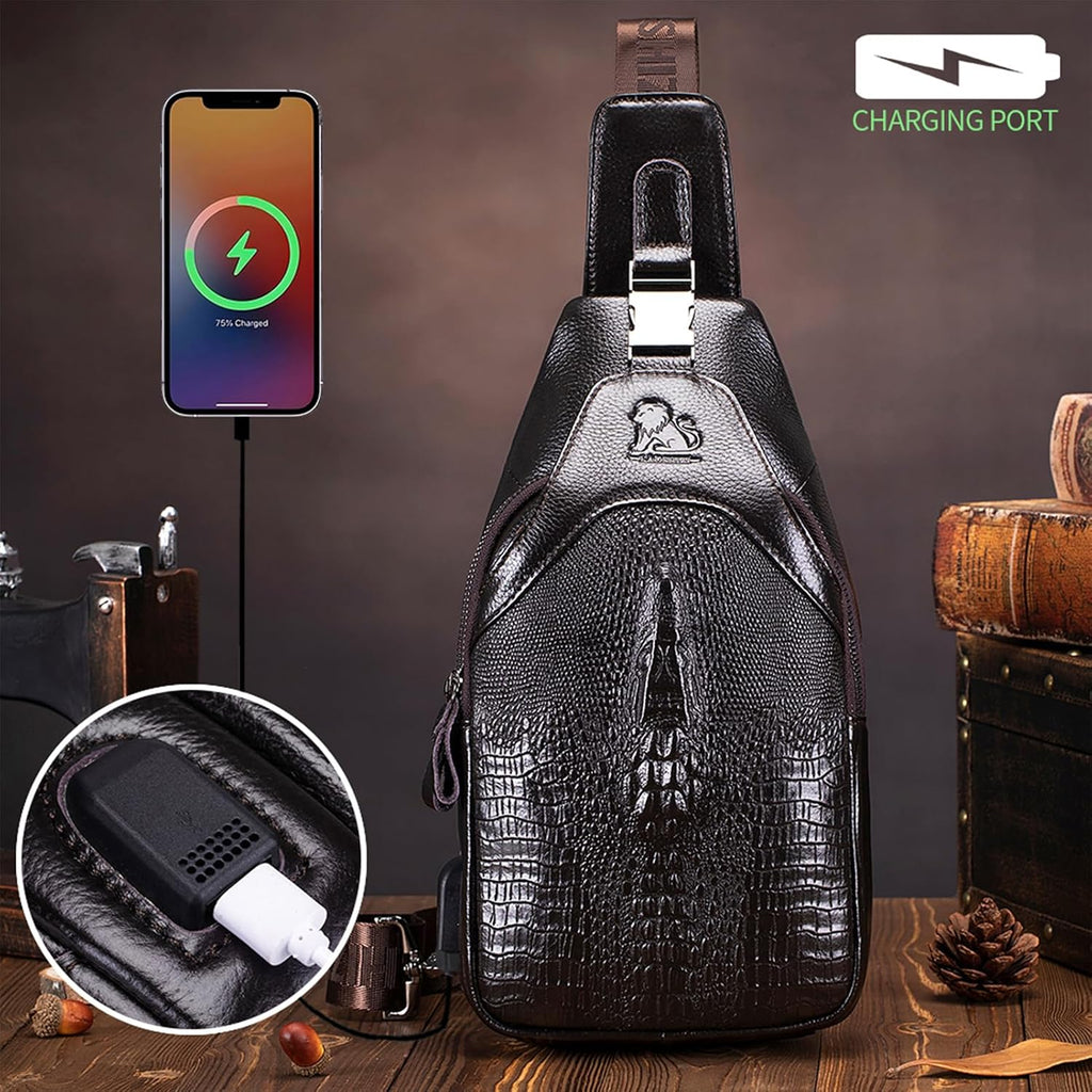 pundarika läder män väska crossbody, man väskor för män crossbody, herrar axelväska, justerbar axelrem