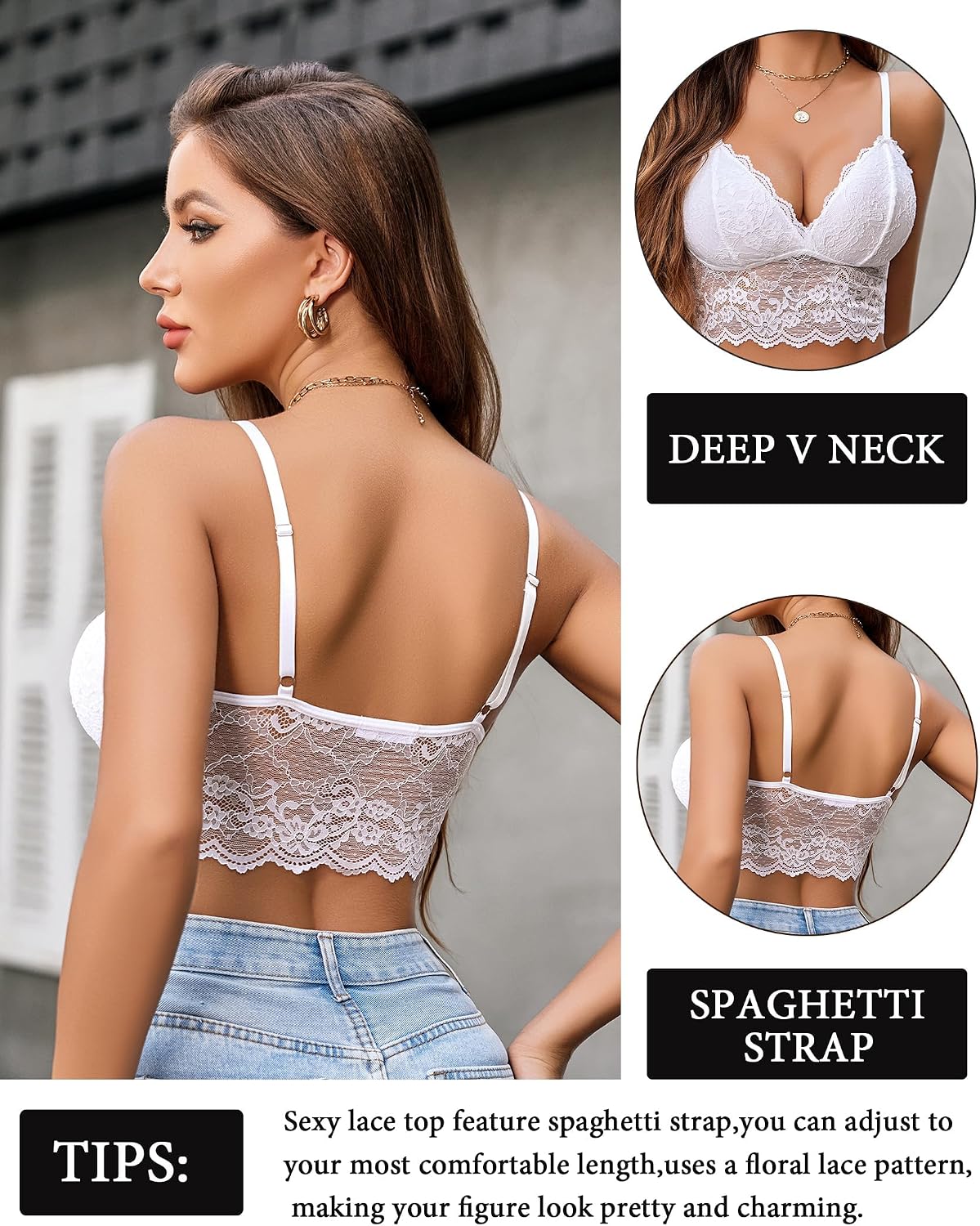 Avidlove dam spets bustier camisole sexig crop top V-ringad bralette undertröja bh spagettiremmar tank basic magfri toppar festival going outfit