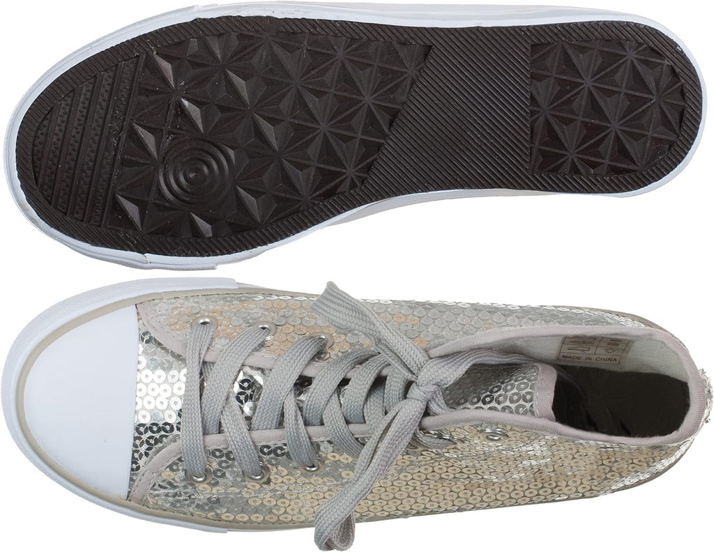 Brandsseller Dam Glitter sneakers paljetter halv höga spets damstövlar.