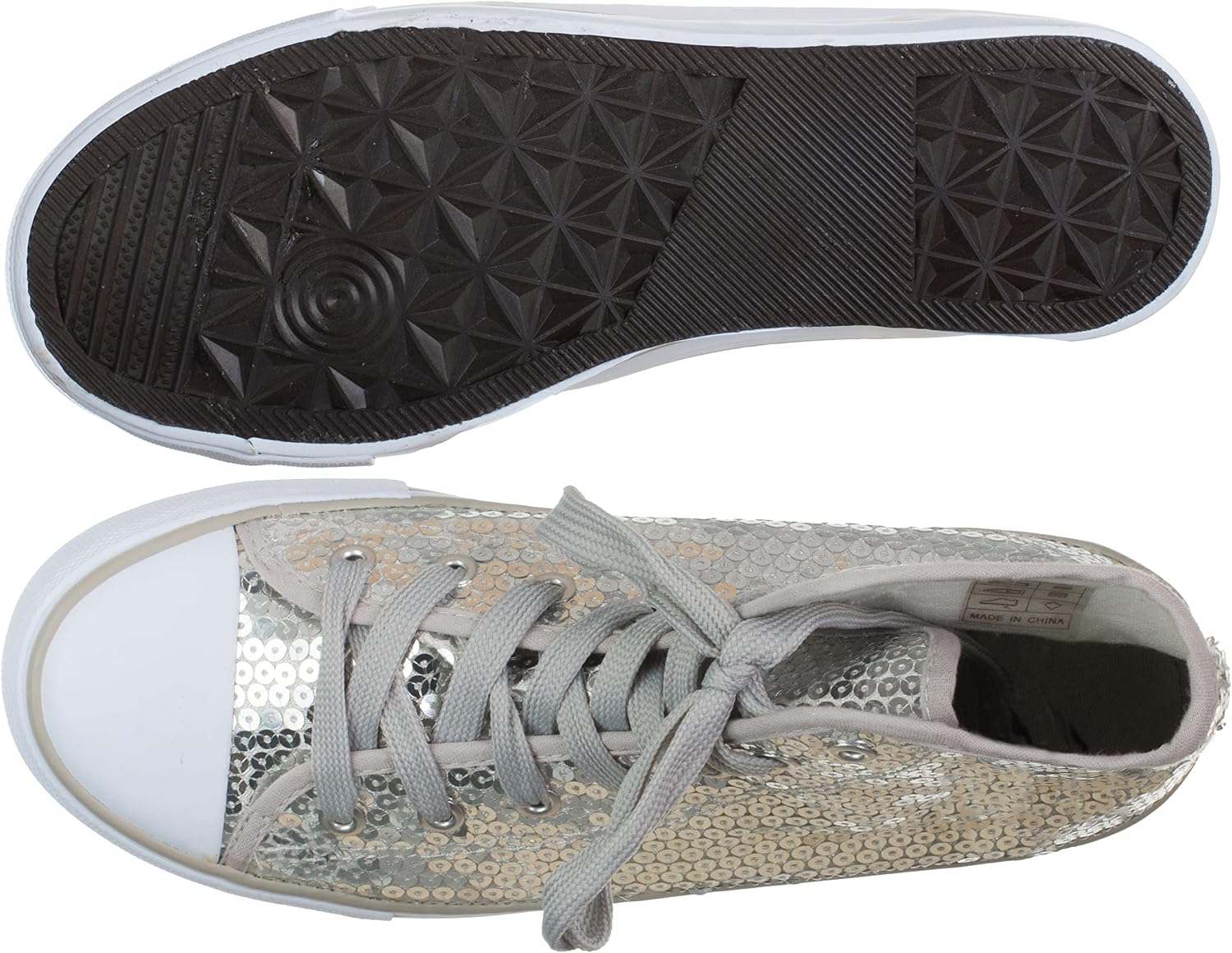 Brandsseller Dam Glitter sneakers paljetter halv höga spets damstövlar.
