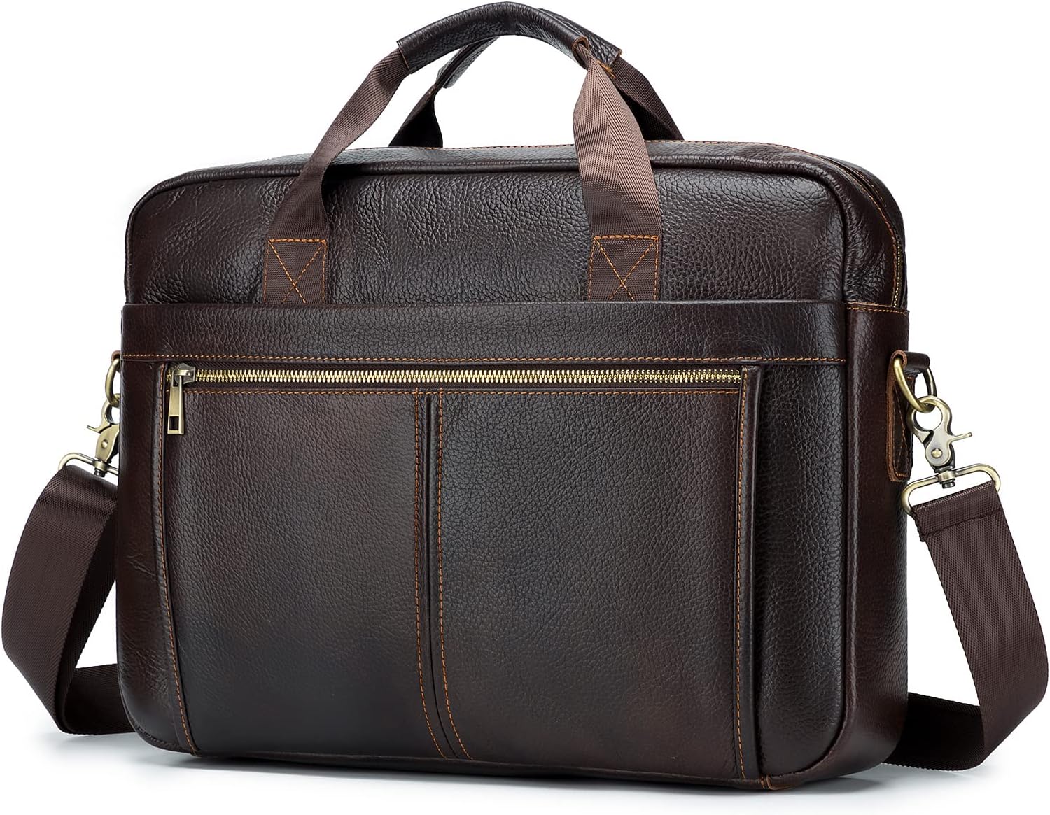 BAGZY Laptopväska för män läder 15,6 tum bärbar dator portfölj laptopfodral gåvor för män laptop messenger axelväska för PC laptop business handväska dokumentväska för kontor affärer college
