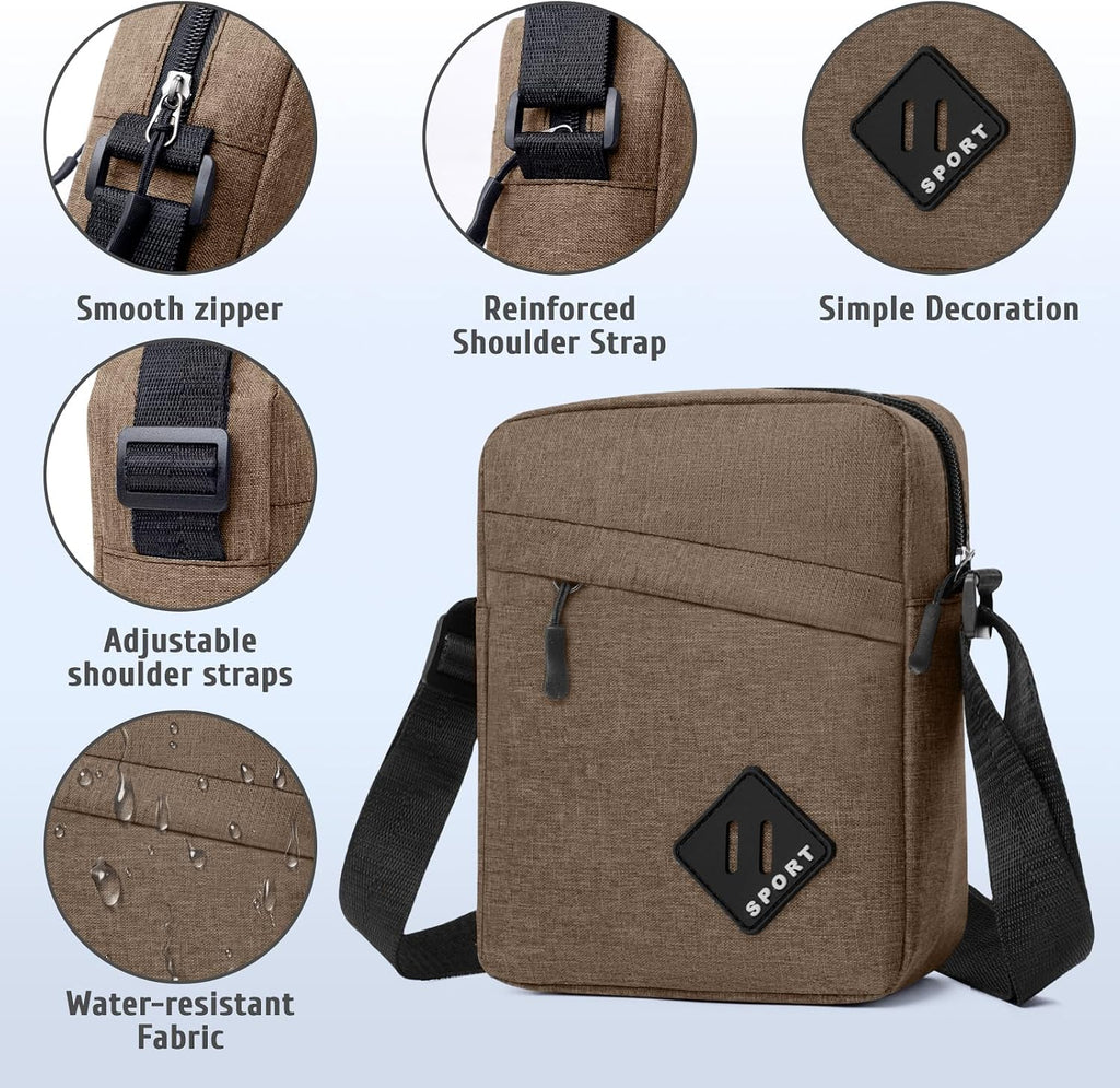 Aucuu Axelväska för män, Oxford Crossbody väska, vattentät liten sidoväska för män, ledig handväska, messengerväska med dragkedja och justerbar rem, lätt bröstväska för daglig användning, arbete