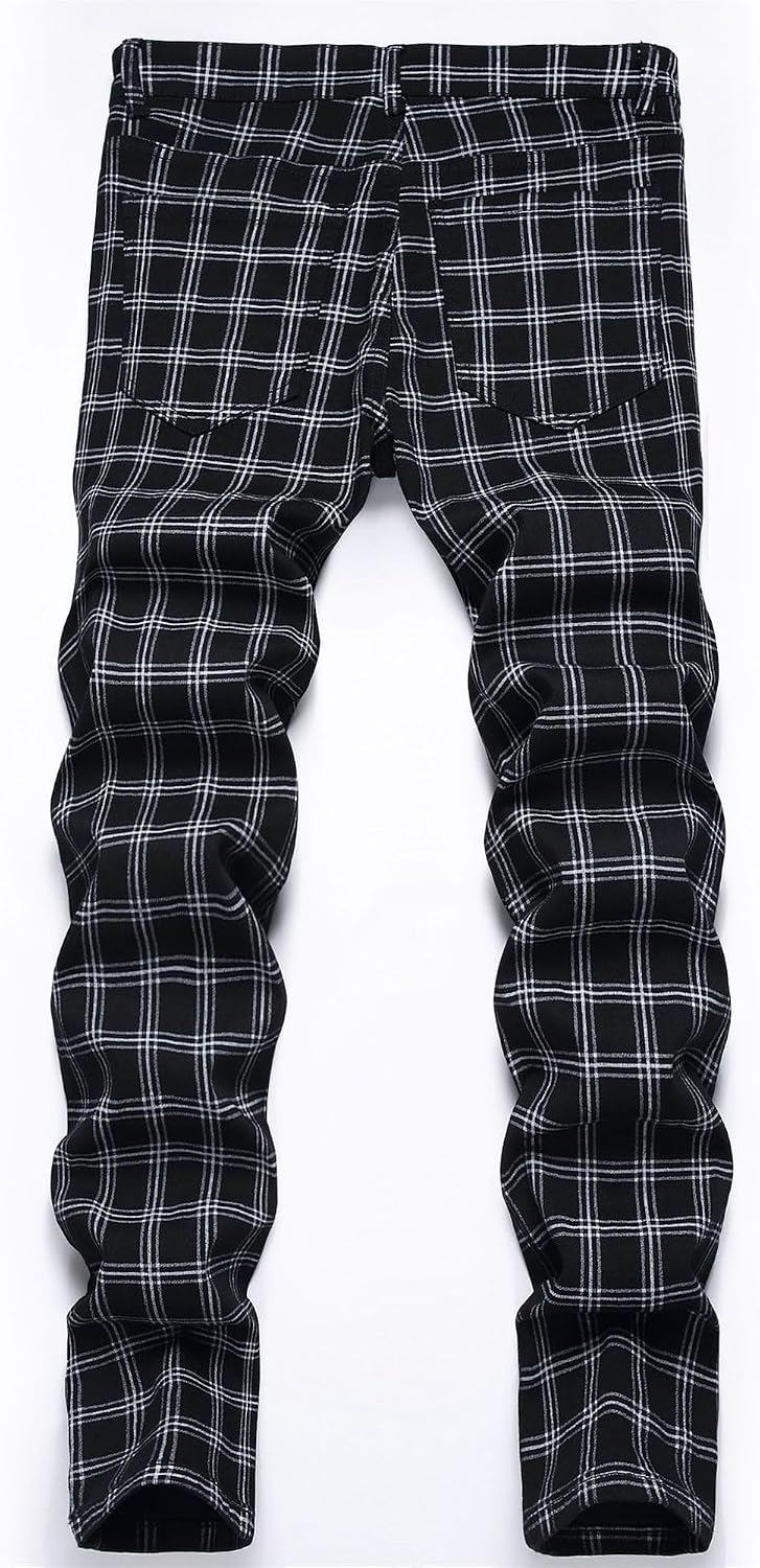 Rutiga byxor herr smal passform vardaglig stretchig twill chinos avsmalnande byxor