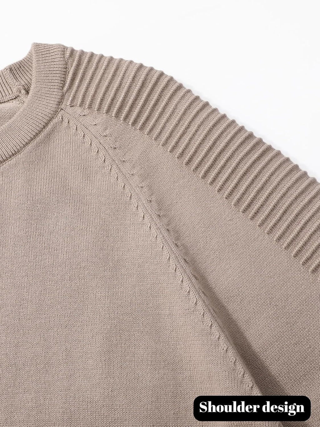 herr rund hals raglan långärmad jumper enfärgad termisk stickad pullover axel ribbning detalj 100 % bomull klassiska stickade kläder höst vinter