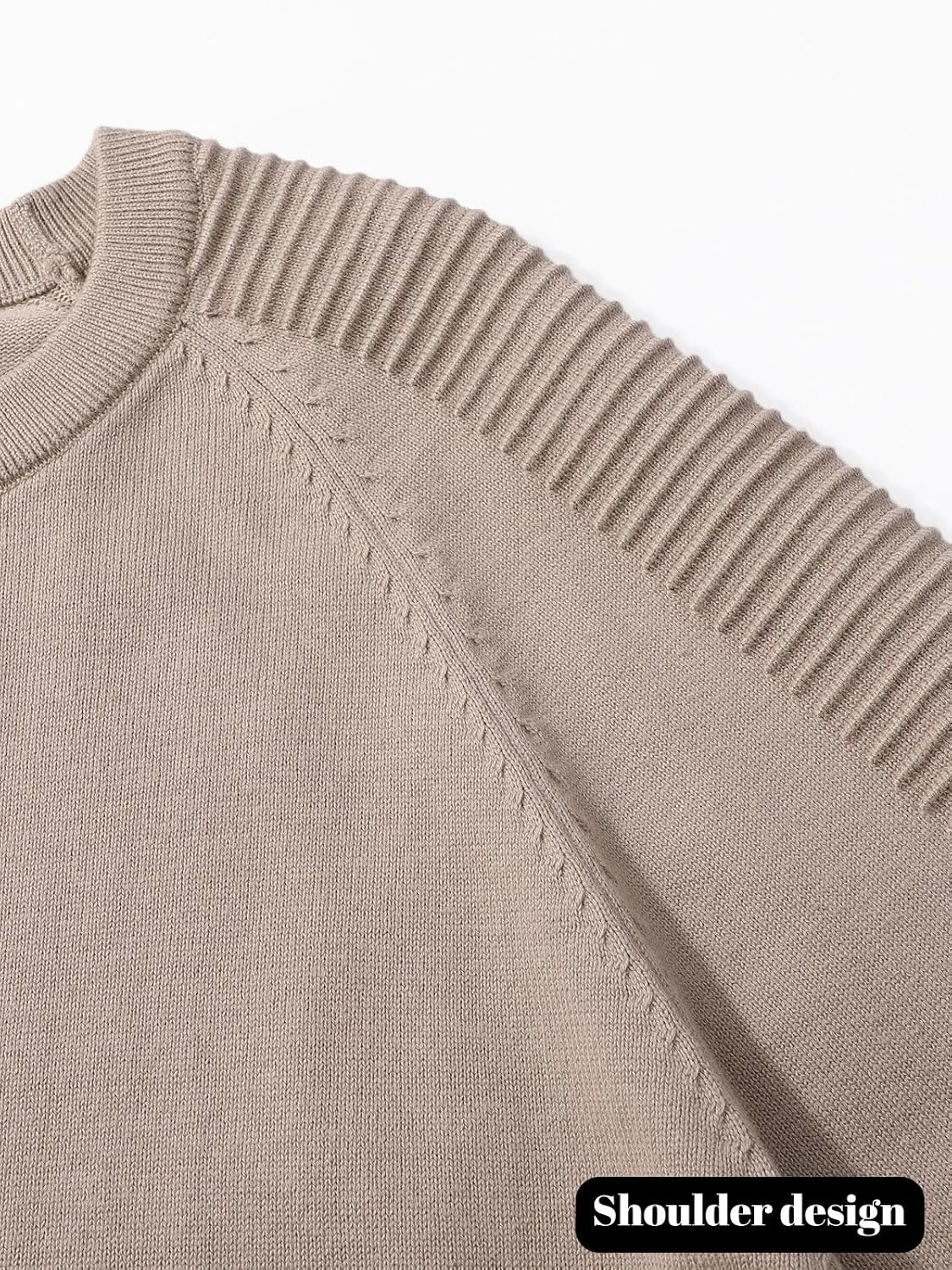 herr rund hals raglan långärmad jumper enfärgad termisk stickad pullover axel ribbning detalj 100 % bomull klassiska stickade kläder höst vinter
